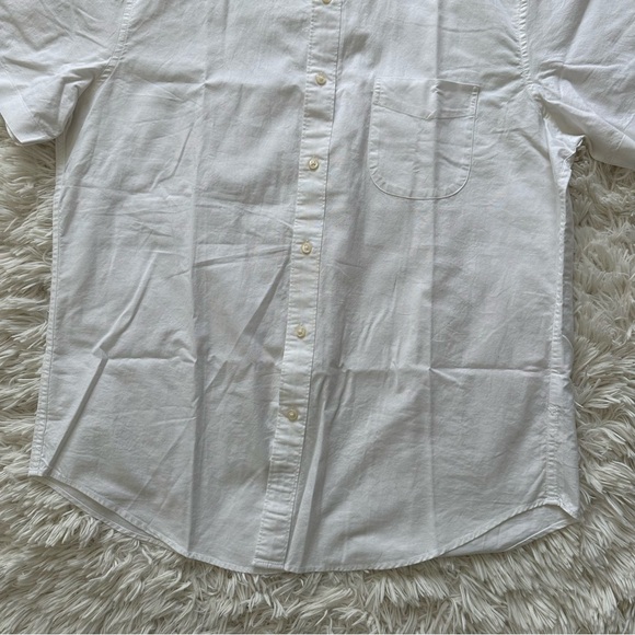 Jcrew Men's Short Sleeve Broken In Organic Cotton Oxford Shirt White Size L - Picture 7 of 11